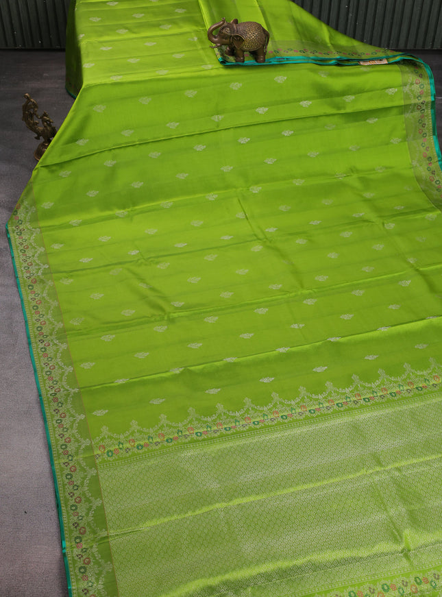 Light Green-Teal Green Pure Kanchipuram Silk Saree
