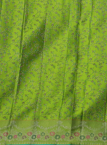 Light Green-Teal Green Pure Kanchipuram Silk Saree
