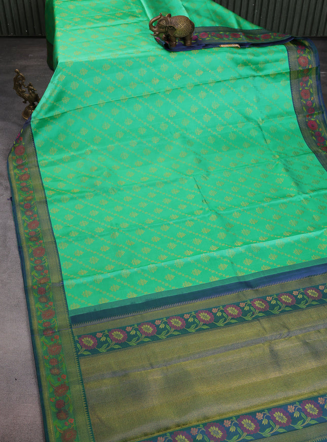 Teal Green-Blue Pure Kanchipuram Silk Saree