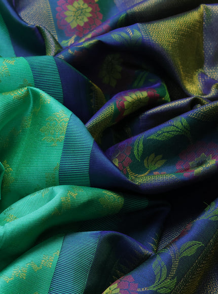 Teal Green-Blue Pure Kanchipuram Silk Saree