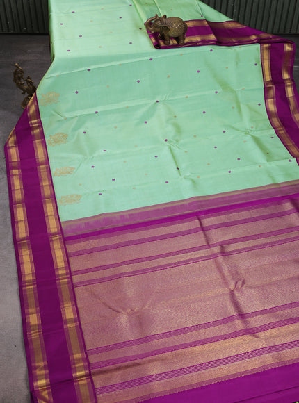 Teal Green-Purple Pure Kanchipuram Silk Saree