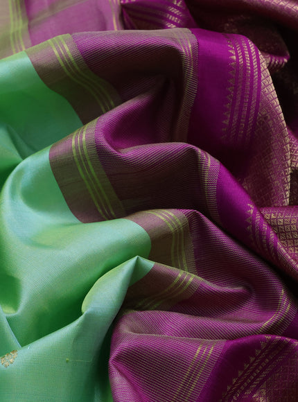 Teal Green-Purple Pure Kanchipuram Silk Saree