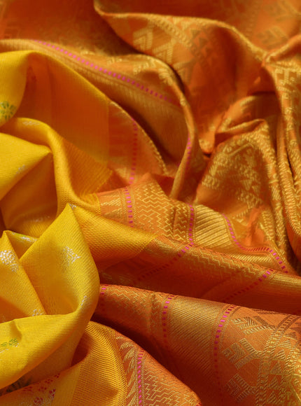 Mango Yellow-Pink Pure Kanchipuram Silk Saree