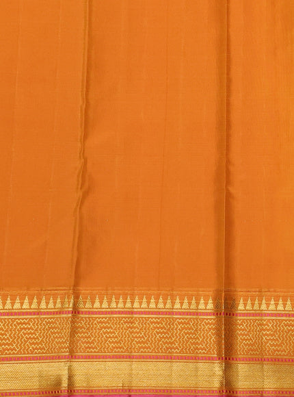 Mango Yellow-Pink Pure Kanchipuram Silk Saree