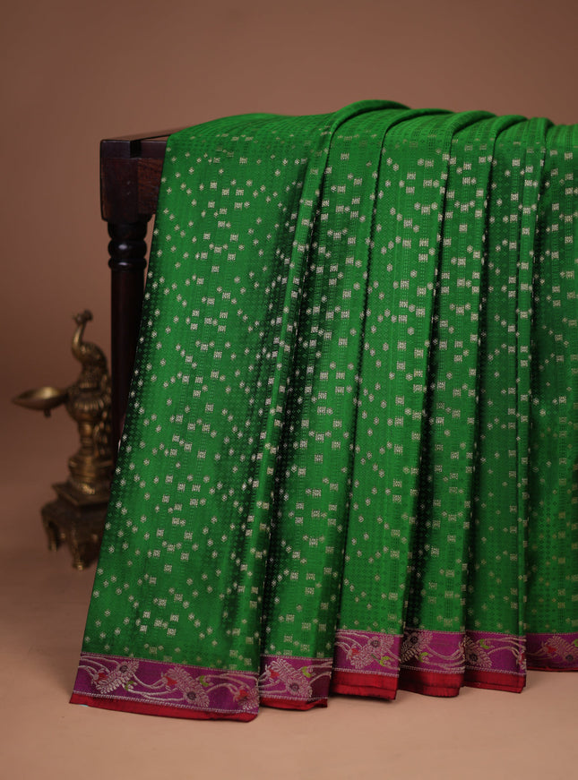 Green-Maroon Pure Kanchipuram Silk Saree