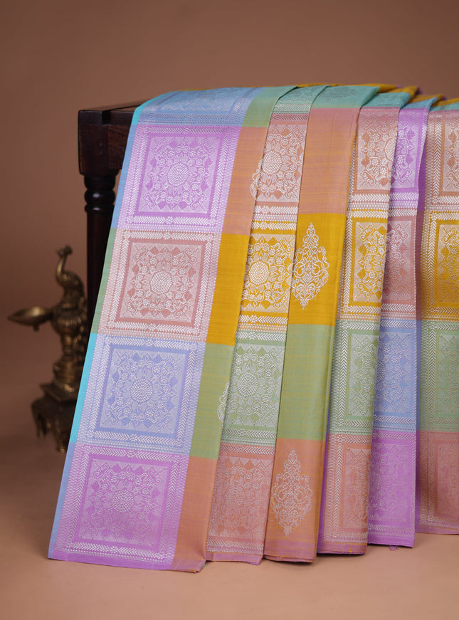 Multi Colour Pure Kanchipuram Silk Saree