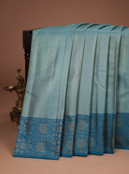 Pastel Blue-Cs Blue Pure Kanchipuram Silk Saree