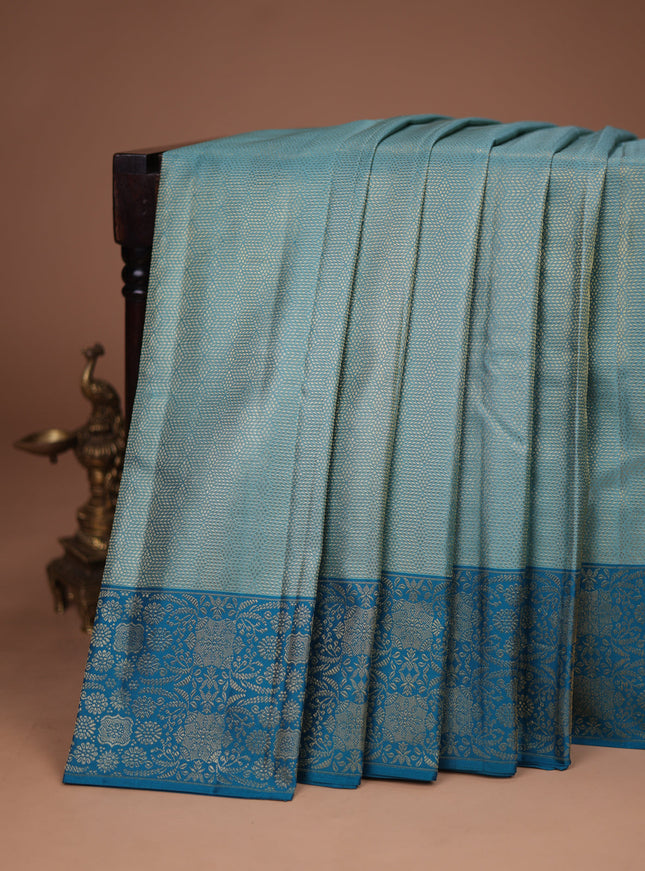 Pastel Blue-Cs Blue Pure Kanchipuram Silk Saree