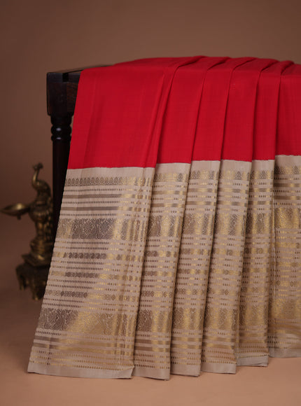 Red-Cream Pure Kanchipuram Silk Saree