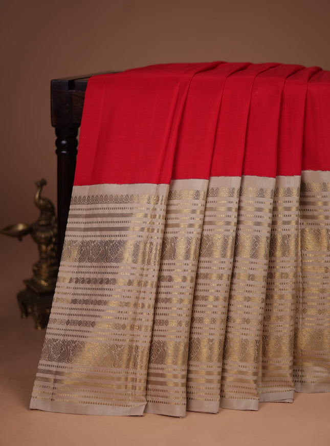 Red-Cream Pure Kanchipuram Silk Saree