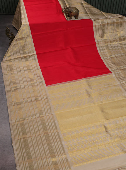 Red-Cream Pure Kanchipuram Silk Saree