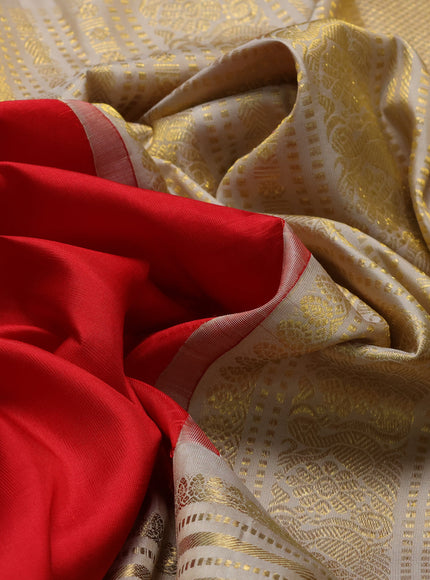 Red-Cream Pure Kanchipuram Silk Saree