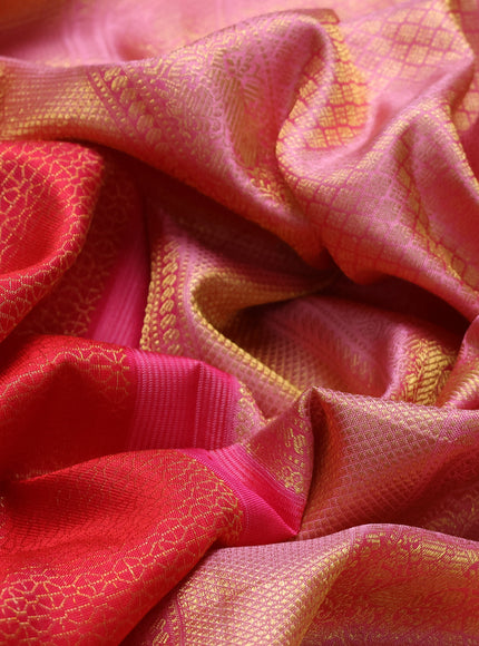 Red-Light Pink Pure Kanchipuram Silk Saree