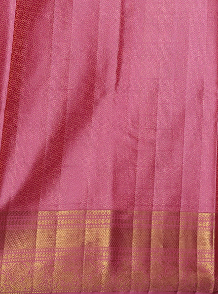Red-Light Pink Pure Kanchipuram Silk Saree