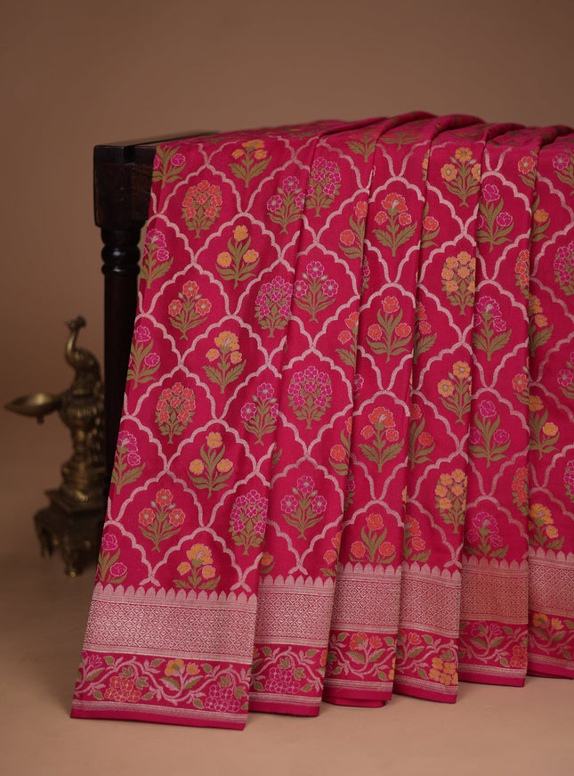 Dark Pink Banarasi Silk Saree