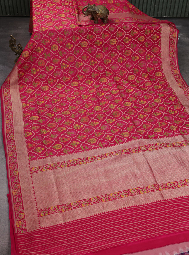 Dark Pink Banarasi Silk Saree