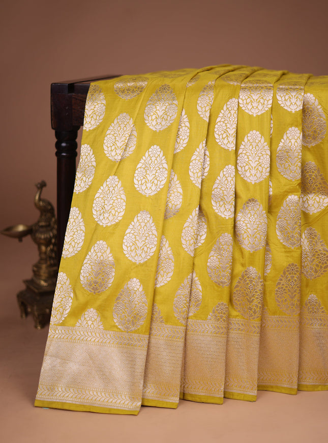 Yellow Banarasi Silk Saree