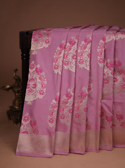 Mauve Pink Banarasi Silk Saree