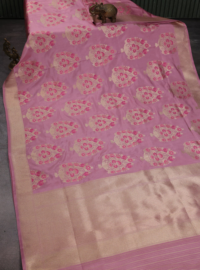 Mauve Pink Banarasi Silk Saree