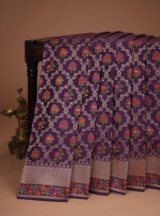 Deep Violet Banarasi Silk Saree