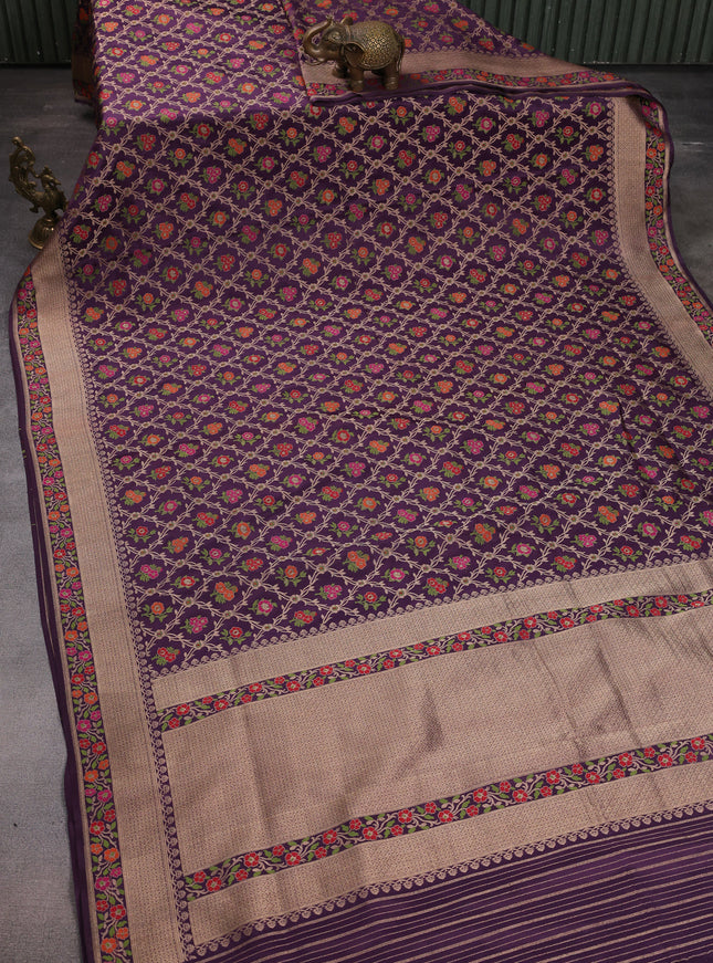 Deep Violet Banarasi Silk Saree