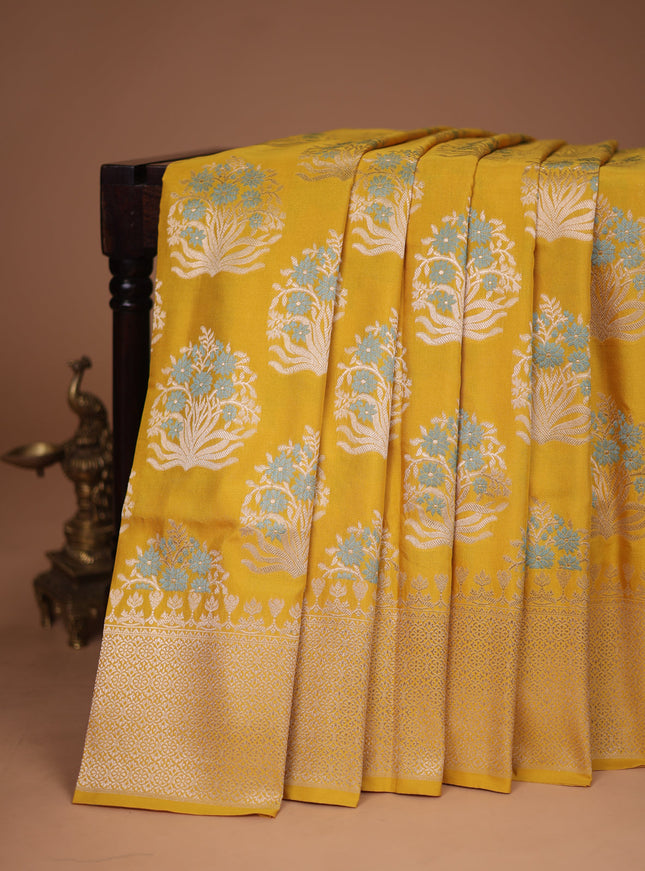 Yellow Banarasi Silk Saree