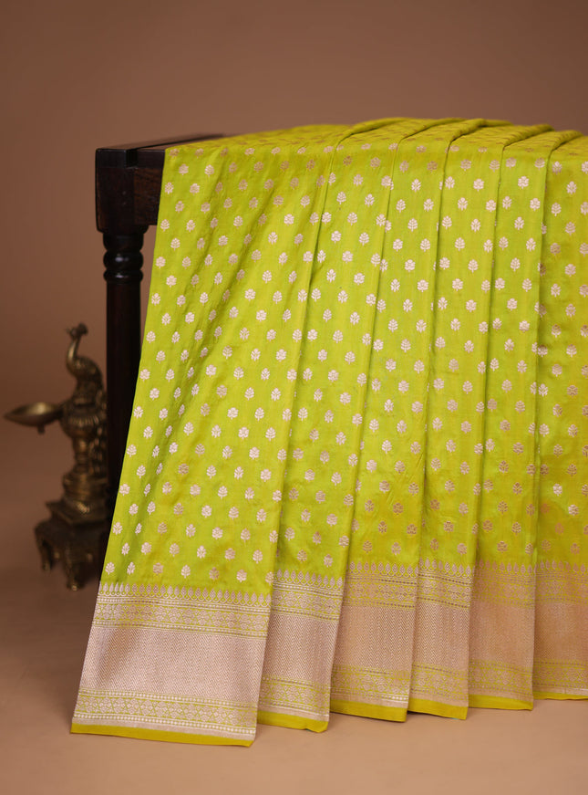 Fluorescent Green Banarasi Silk Saree