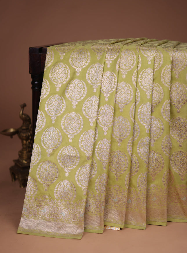 Pista Green Banarasi Silk Saree