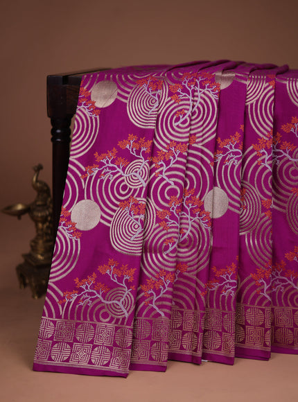 Magenta Pink Banarasi Silk Saree