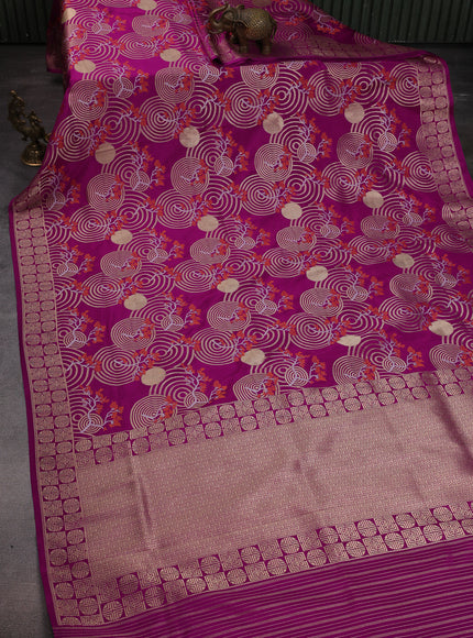 Magenta Pink Banarasi Silk Saree