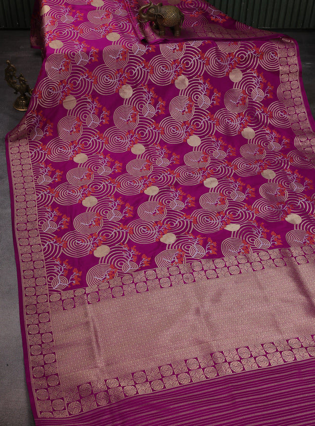 Magenta Pink Banarasi Silk Saree
