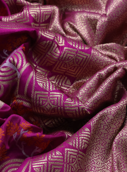 Magenta Pink Banarasi Silk Saree