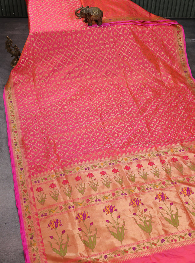 Dual Shade Of Pink Banarasi Silk Saree