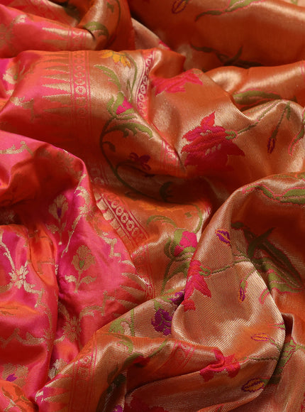 Dual Shade Of Pink Banarasi Silk Saree