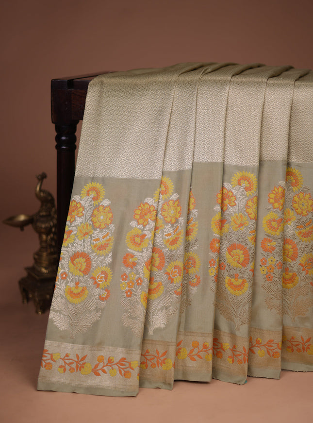 Beige Banarasi Silk Saree