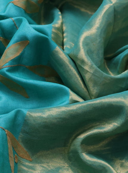 Teal Blue Tussar Silk Saree