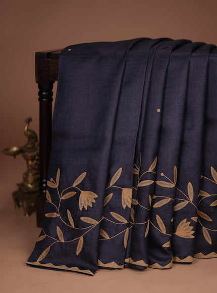 Black Tussar Silk Saree