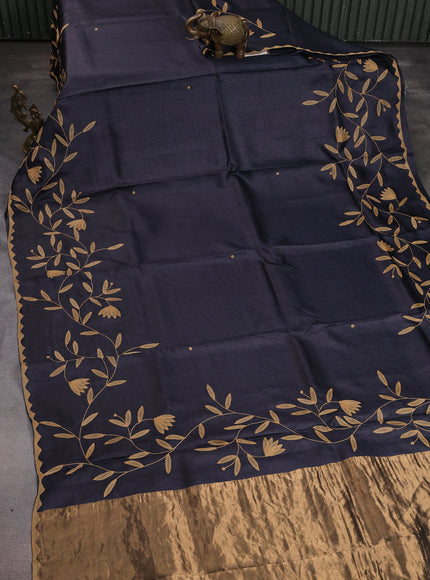 Black Tussar Silk Saree