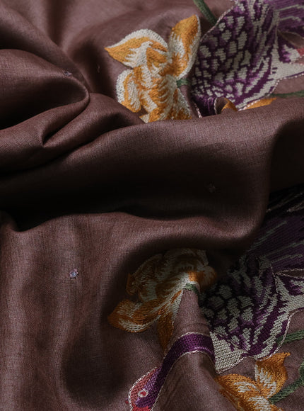 Brown-Pastel Green Tussar Silk Saree