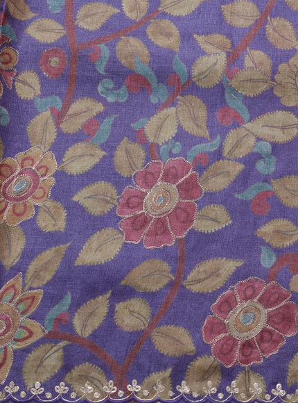 Pastel Blue-Violet Tussar Silk Saree
