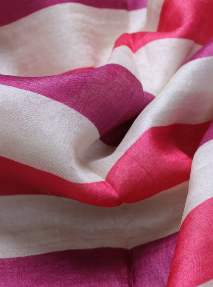 Cream-Pink Tussar Silk Saree