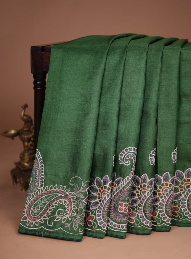 Green Tussar Silk Saree