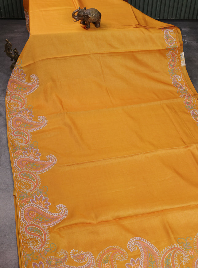 Mustard Yellow Tussar Silk Saree
