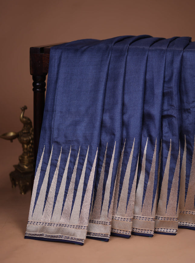 Peacock Blue Tussar Silk Saree
