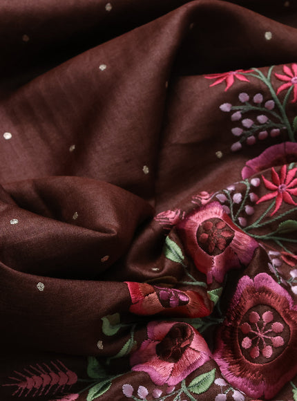 Brown Tussar Silk Saree