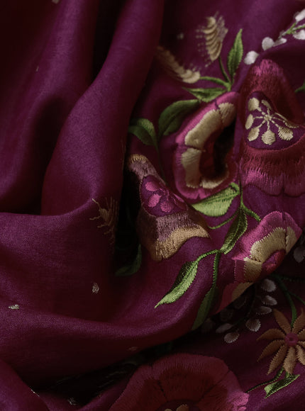 Dark Pink Tussar Silk Saree