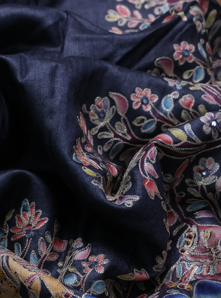 Elephant Grey Tussar Silk Saree