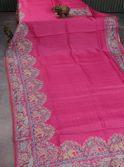 Pink Tussar Silk Saree