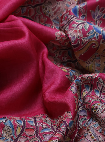 Pink Tussar Silk Saree