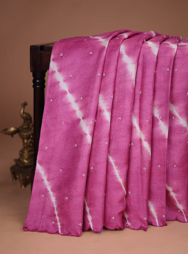 Pink Tussar Silk Saree